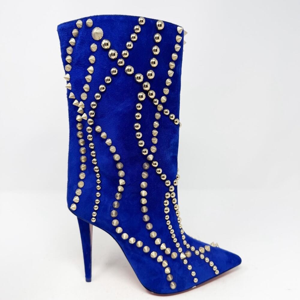 Christian Louboutin Astrilarge Booty Pika Studded Spike Suede Boots Size EU 37 - Picture 8 of 13